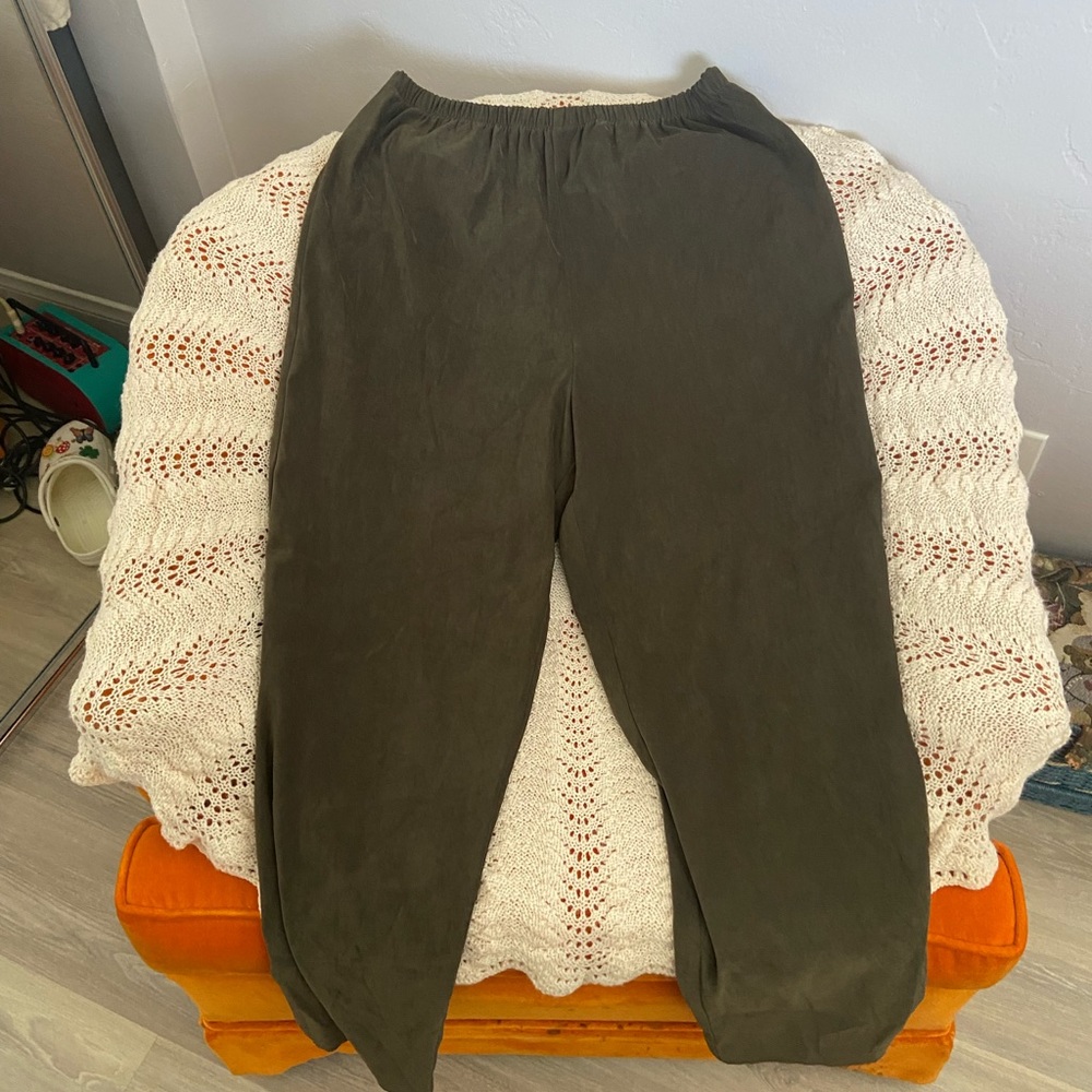 Comfy Dark Green Suede Pants